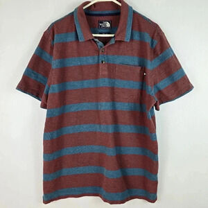 The North Face Men's  Mountain Heritage Mossbrae Polo Shirt Red and Blue Size XL